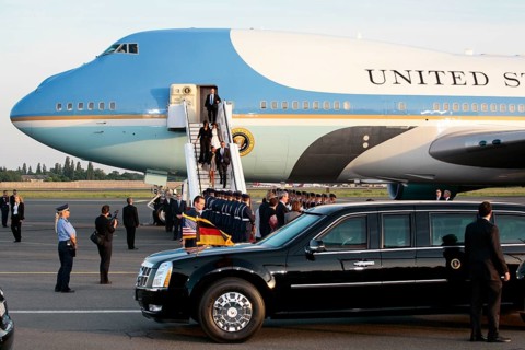 Arrival of President Barack Obama and family at Tegel Airport, with Air Force One, Berlin, Berlin,