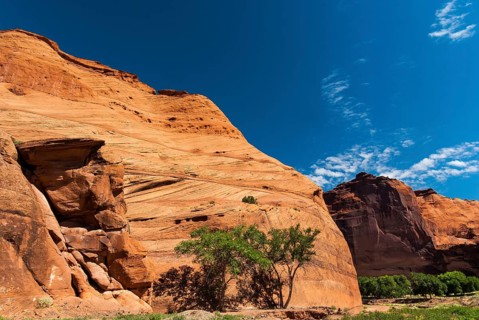 Rock formation, blue sky in Chelly Canyon National Park, Arizona, USA, North America
