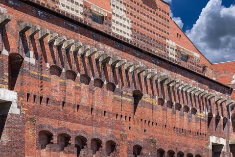 Detail of the masonry of the Congress Hall in the inner courtyard, unfinished National Socialist