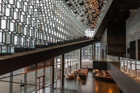 Harpa Concert Hall and Congress Centre, interior view, artistic modern architecture, Reykjavik,