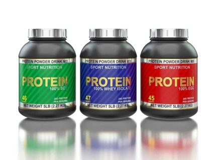 Sport nutrition, bodybuilding supplements, sport diet concept, whey isolate, soy and egg protein