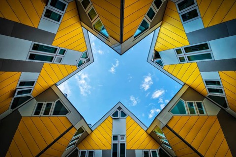 ROTTERDAM, NETHERLANDS, MAY 11, 2017: Cube houses, innovative cube-shaped houses designed by