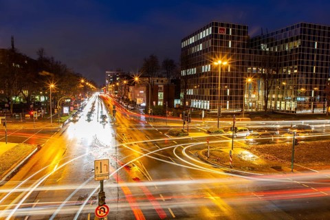 Bundesstrasse B224, Alfredstrasse, in Essen Rüttenscheid, evening rush hour traffic, this area
