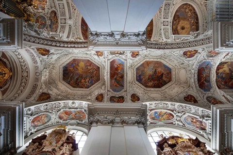 Ceiling frescoes, St. Stephen's Cathedral, Baroque, built 1668-1693, Episcopal Church, Catholic,