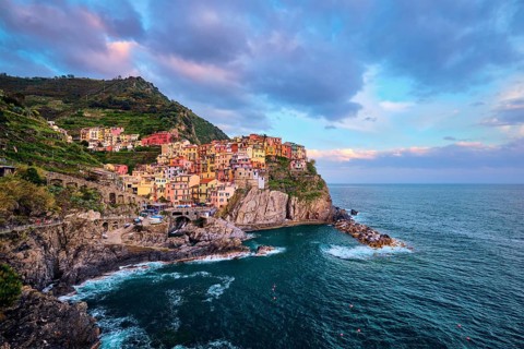 Manarola village popular european italian tourist destination in Cinque Terre National Park UNESCO