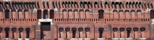 Detail of the masonry of the Congress Hall in the inner courtyard, unfinished National Socialist