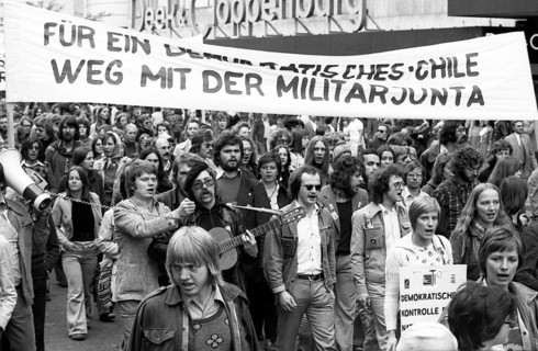More than 40, 000 people from Germany, Italy, Chile, Spain, Greece and other countries demonstrated
