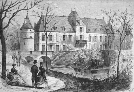 Chateau dAugerville in 1869, Centre-Val de Loire, France, Historic, digitally restored reproduction