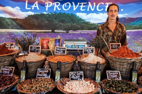 Regional products, farmers' market in Esparron-de-Verdon, Provence-Alpes-Côte d'Azur, Provence,