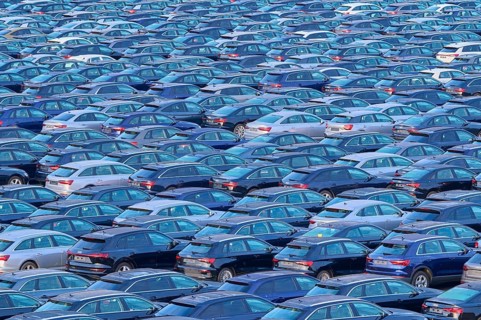 Large number of cars on assembly point, Brand Audi, Germany, Europe