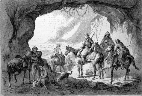 A Security Escort on Horseback in Bosnia, 1869, Historic, digitally restored reproduction of an