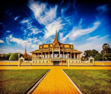 Vintage retro effect filtered hipster style image of Royal Palace complex, Phnom Penh, Cambodia,