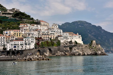 View of Amalfi, Amalfi Coast, Costiera Amalfitana, Province of Salerno, Campania, Italy, Europe
