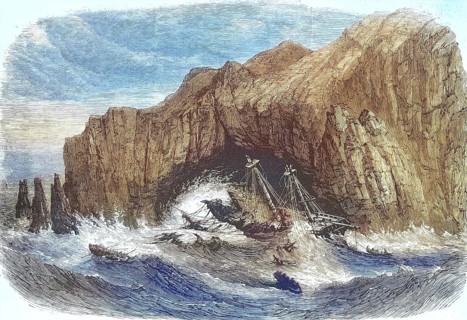 Shipwreck of the Torah on the reefs of Formy-Spit near Liverpool, 1869, England, Historic,