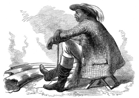 A leader, chief, of the Bechuanas with elephant tusks, in 1869, Betschuanaland, now Botswana,