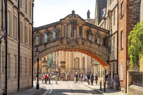 The Hertford Bridge or Bridge of Sighs in Oxford, Oxfordshire, England, Great Britain
