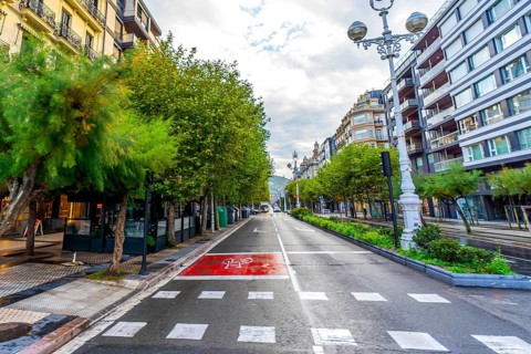 Avenue without people in Donostia San Sebastian, Gipuzkoa. Basque Country