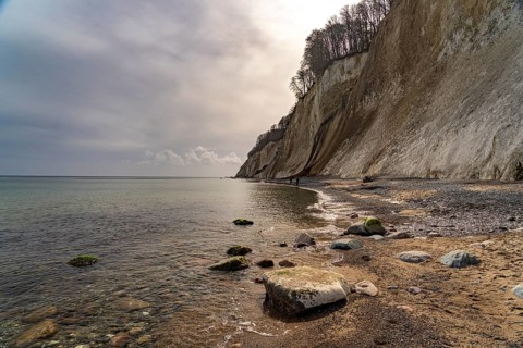 The famous chalk cliffs on the Baltic Sea coast in Jasmund National Park, Ruegen Island,