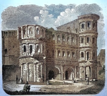 The Porta Nigra in Trier, Rhineland Palatinate, Deutschland, around 1875 / Die Porta Nigra in