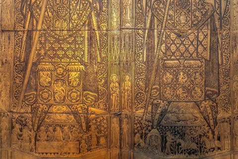 Monumental tomb slab of Bishops Ludolf and Heinrich von Bülow in Schwerin Cathedral of St Mary and