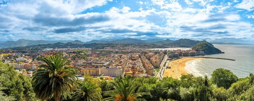 Panoramic view of Donostia San Sebastian from Mount Ulia, Gipuzkoa. Basque Country