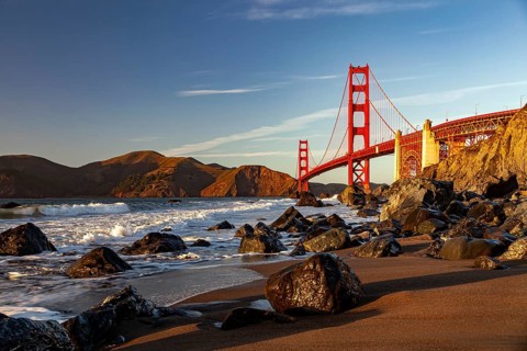 The Golden Gate Bridge and Marshall Beach in San Francisco, California, United States of America,