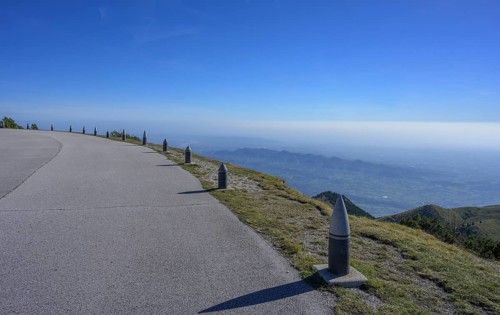 Boundary by shell casings at the war memorial Sacrario Militare del Monte Grappa, Borso del Grappa,
