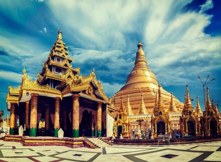 Vintage retro effect filtered hipster style image of Myanmer famous sacred place and tourist