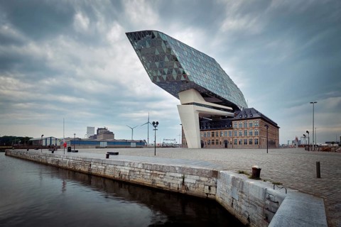 ANTWERP, BELGIUM, MAY 27, 2018: Antwerp port administration headquarters, designed by famous