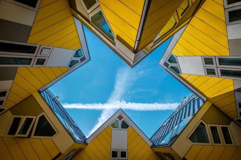 ROTTERDAM, NETHERLANDS, MAY 11, 2017: Cube houses, innovative cube-shaped houses designed by
