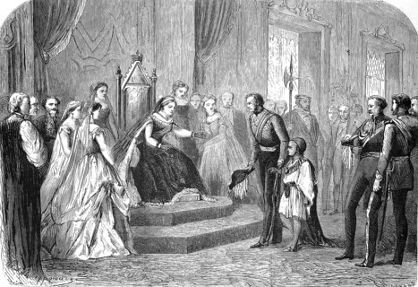 General Robert Napier presents the son of Negus Theodoros of Abyssinia to Queen Victoria of