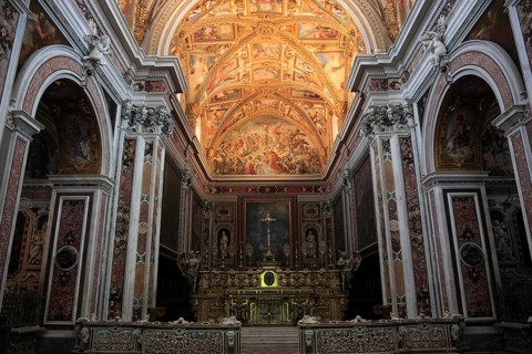 Ceiling of the church in the Certosa di San Martino on Vomero above Naples, Campania, Italy, Europe