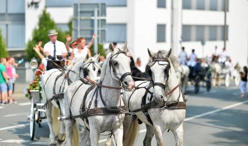 Participants and spectators at the traditional Schuetzenumzug on 09.07.2017 in Iserlohn, Germany,