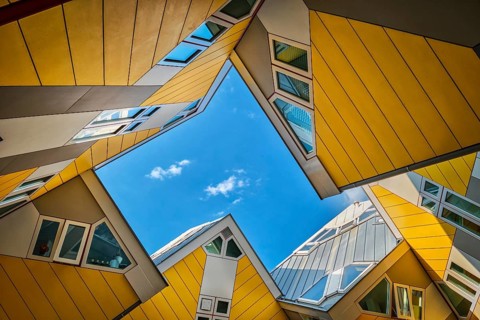 ROTTERDAM, NETHERLANDS, MAY 11, 2017: Cube houses, innovative cube-shaped houses designed by