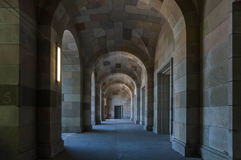 Arcade of the Congress Hall, unfinished National Socialist monumental building on the Nazi Party