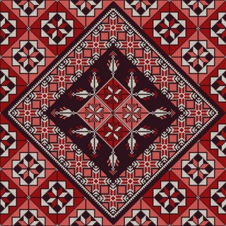 Decorative Palestinian seamless pattern in colors, traditional Tatreez embroidery, vector