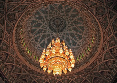 The Great Sultan Qabus Mosque in Muscat is the main mosque in Oman. It is considered one of the