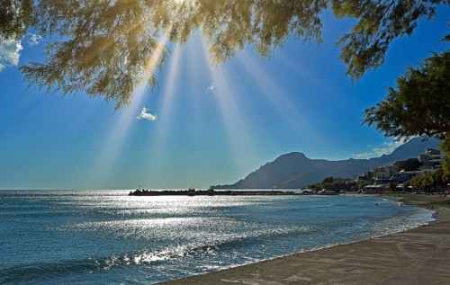 Mediterranean Sea, Plakias in the backlight, Crete, Greece, Europe