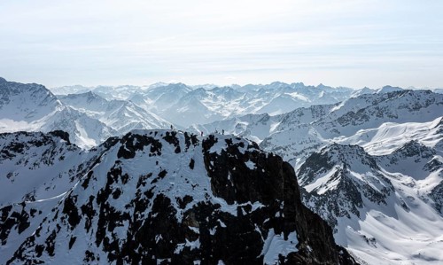 Sulzkogel, aerial view, peaks and mountains in winter, Sellraintal, Kühtai, Tyrol, Austria, Europe