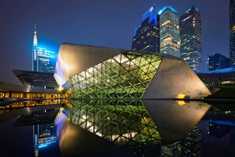 GUANGZHOU, CHINA, APRIL 27, 2018: Guangzhou Opera House designed by famous Iraqi architect