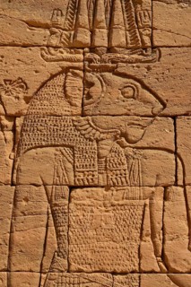 Relief of the lion deity Apedemak at the lion temple, Naga, Nubia, Nahr an-Nil, Sudan, Africa