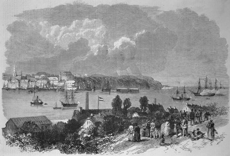 View of the Bay of Kiel in 1869, Schleswig Holstein, Germany, Historic, digitally restored