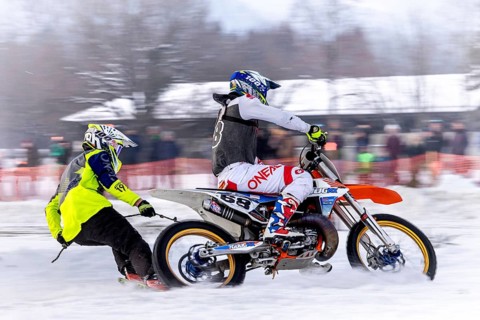 Skijoring, motorbike, snow, competition, motorsport, lenggries, Bavaria, Germany, Europe