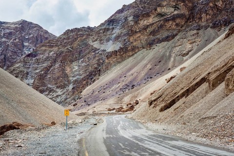 Srinagar Leh national highway NH-1 road in Himalayas. Ladakh, India, Asia