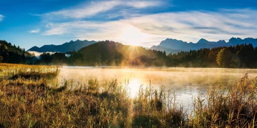 Geroldsee, behind it the Karwendel Mountains, Werdenfelser Land, Upper Bavaria, Bavaria, Germany,