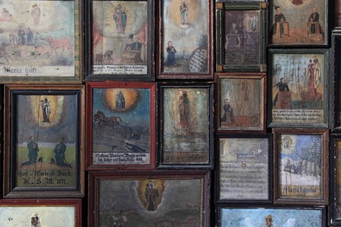 Votive tablets from in front of 1900, weathered, Chapel of Grace in Altötting, Upper Bavaria,
