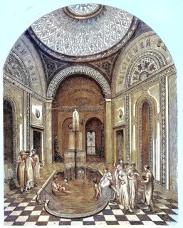 Oriental Baths in Budapest, Spa, the Rose Hall, 1969, Hungary, Historic, digitally restored