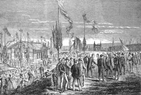 The International Rifle Festival in Strasbourg in 1869, France, Historic, digitally restored