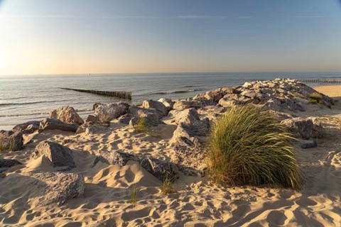 On the Plage de Sangatte beach on the Côte d'Opale or Opal Coast in Sangatte, France, Europe
