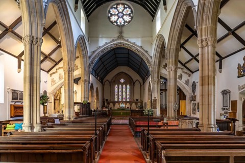 Interior of St Andrew's Church, Castle Combe, Cotswolds, Wiltshire, England, Great Britain